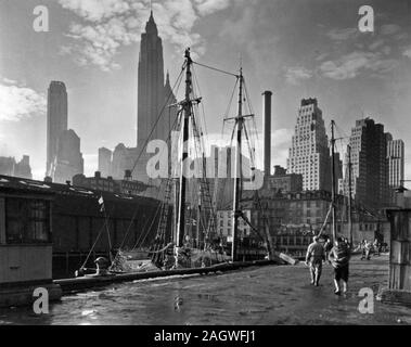 Fulton Street Station, Manhattan Skyline, Manhattan Ca. 1935 Stockfoto