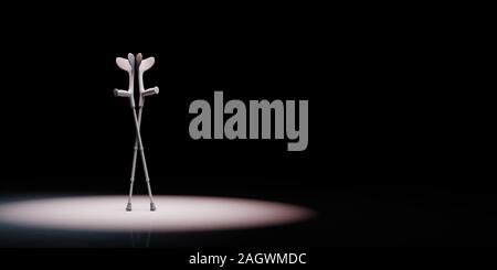 Krücken auf schwarzen Hintergrund mit Kopie Raum 3D-Illustration gefundenen Stockfoto