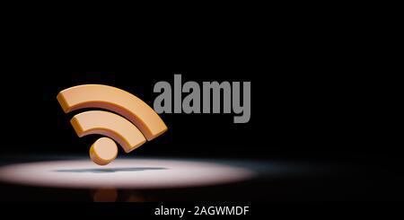 Orange RSS-Feed Symbol Form gefundenen auf schwarzen Hintergrund mit Kopie Raum 3D-Darstellung Stockfoto