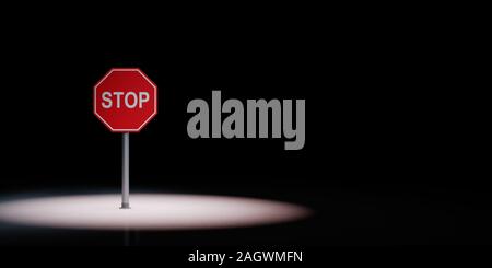 Stop Schild gefundenen auf schwarzen Hintergrund mit Kopie Raum 3D-Darstellung Stockfoto