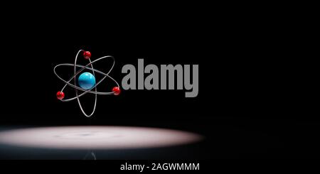 Rot und Blau Atom Struktur gefundenen auf schwarzen Hintergrund mit Kopie Raum 3D-Darstellung Stockfoto
