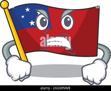 Wütend das Gesicht Flagge samoa Blättern Cartoon Character Design Stock Vektor