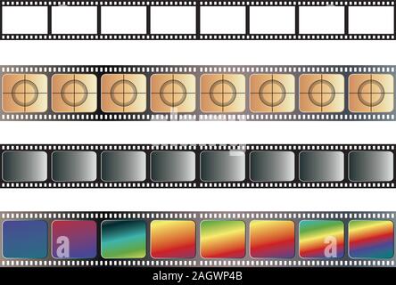 Satz von verschiedenen alten Film Bänder auf weißem Hintergrund. Stock Vektor