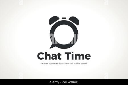Abstrakte Zeichen von Bubble chat mit Wecker gemischt. Stock Vektor