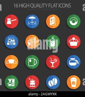 Cafe 16 flache Symbole Stock Vektor
