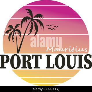 Mauritius Port Louis Emblema. Vektor Design Nationalen. Abbildung: LAND Symbol. Insignia Banner Logo. Stock Vektor