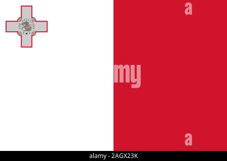 Offizielle großen Flachbild Flagge von Malta Horizontal Stockfoto