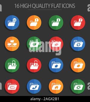Ordner 16 flache Symbole Stock Vektor