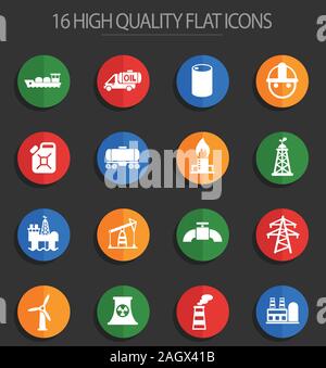 Industrie 16 flache Symbole Stock Vektor