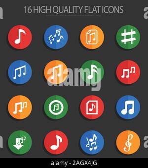 Noten 16 flache Symbole Stock Vektor