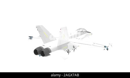 3D-Rendering einer militärischen Flugzeuge Jet auf weißem Hintergrund Stockfoto