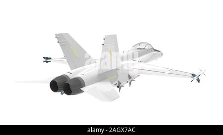 3D-Rendering einer militärischen Flugzeuge Jet auf weißem Hintergrund Stockfoto