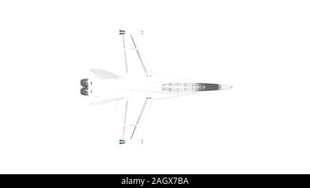 3D-Rendering einer militärischen Flugzeuge Jet auf weißem Hintergrund Stockfoto