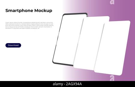 3d-Triple smartphone mockup Vorlage für die Präsentation und User Experience Design gedreht Stock Vektor