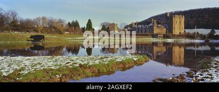 Stokesay Schloss im Winter, Shropshire. England. UK. Europa Stockfoto