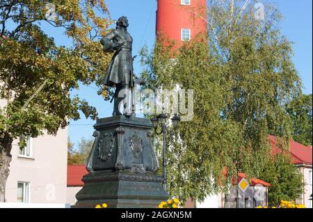 Monument für Peter I, Peter der Große Denkmal, Baltijsk, der Region Kaliningrad, Russland, 5. Oktober 2019 Stockfoto