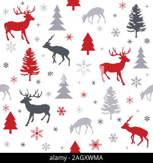 Weihnachten Hirsch mit Baum Muster Hintergrund Vektor Bild Stock Vektor