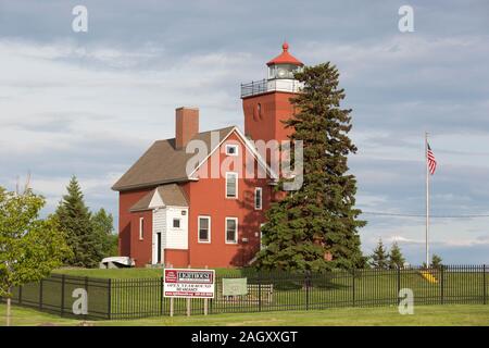 Die zwei Häfen Lighhouse und Lake County Bed and Breakfast am nördlichen Ufer des Lake Superior, Minnesota Stockfoto