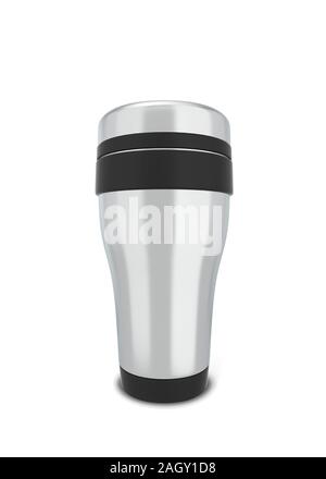 Thermo Tasse für heiße Getränke. 3d-Abbildung auf weißem Hintergrund Stockfoto