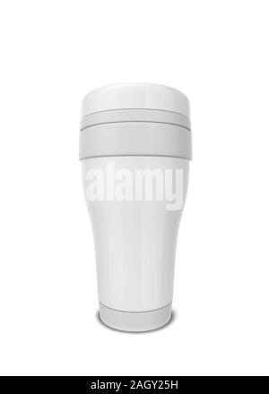 Thermo Tasse für heiße Getränke. 3d-Abbildung auf weißem Hintergrund Stockfoto