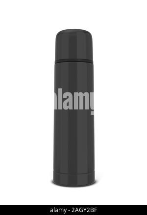 Thermoskanne für heiße Getränke. 3d-Abbildung auf weißem Hintergrund Stockfoto