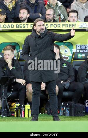 Norwich, UK. 21 Dez, 2019. Norwich City managerÊDaniel Farke während der Premier League Match zwischen Norwich City und Wolverhampton Wanderers im Carrow Road am 21. Dezember 2019 in Norwich, England. Credit: PHC Images/Alamy leben Nachrichten Stockfoto