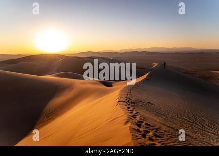 Varzaneh Wüste bei Sonnenuntergang Stockfoto