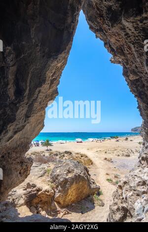 Berühmte Sandstrand von Falasarna im Norden westlich von Chania, Kreta, Griechenland. Stockfoto
