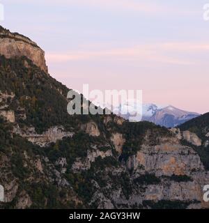 Sonnenuntergang von der Anisclo Canyon Stockfoto