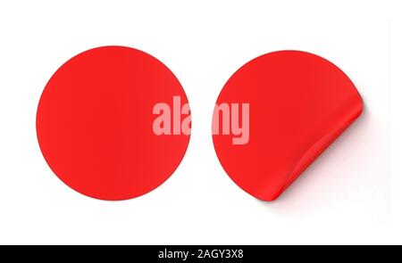 Runde Aufkleber. 3d-Abbildung auf weißem Hintergrund Stockfoto