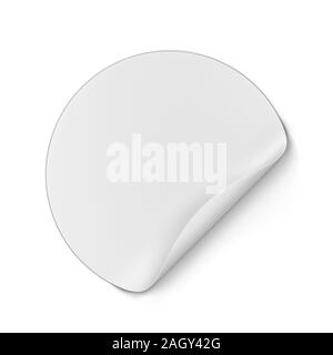 Runde Aufkleber. 3d-Abbildung auf weißem Hintergrund Stockfoto