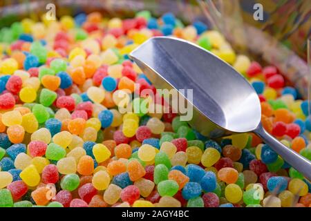 Hintergrund mit Cherry jelly fruit Candy Stockfoto