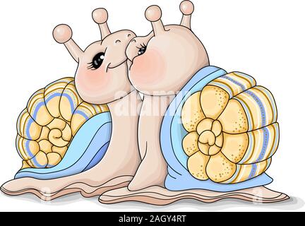 Abbildung: ein Mädchen und ein Junge Schnecken auf einem weißen Hintergrund Stock Vektor