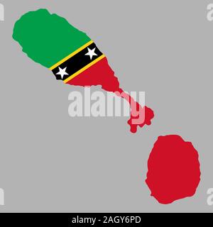 St. Kitts und Nevis Karte Flagge Vektor. Stock Vektor