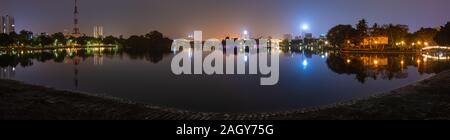 Bay Mau Lake Hanoi Vietnam Nacht Panorama Stockfoto