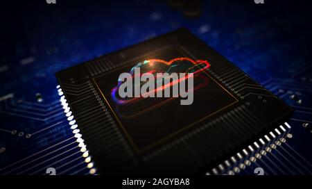 Cyber cloud Symbol futuristische gerenderten 3D-Bild. Konzept der Datenspeicherung, Datenverarbeitung, Datenbank-, Archiv- und Dokumenten Sicherheit. Abstrakte Digitale s Stockfoto