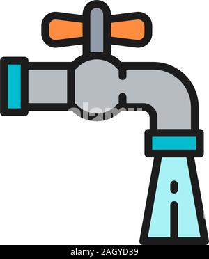 Wasser flach Color Line, tippen Sie auf das Symbol. Auf weissem Hintergrund Stock Vektor