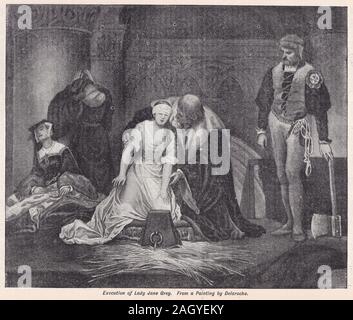 Ausführung von Lady Jane Grey, ein Gemälde von Delaroche Stockfoto