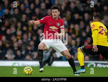 Watford, UK. 22 Dez, 2019. Harry Maguire von Manchester United in der Premier League Match zwischen Watford und Manchester United an der Vicarage Road, Watford, England am 22. Dezember 2019. Foto von Andy Rowland. Credit: PRiME Media Images/Alamy leben Nachrichten Stockfoto