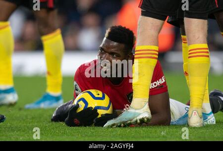 Watford, UK. 22 Dez, 2019. Paul Pogba von Manchester United in der Premier League Match zwischen Watford und Manchester United an der Vicarage Road, Watford, England am 22. Dezember 2019. Foto von Andy Rowland. Credit: PRiME Media Images/Alamy leben Nachrichten Stockfoto