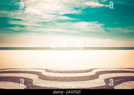 Mosaik an der Copacabana in Rio De Janeiro, Brasilien Stockfoto