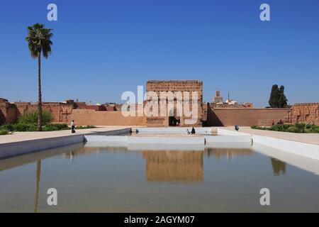 El Badi Palast, (Badii, Badia), die Unvergleichliche Palace, 16. Jahrhundert, Marrakesch, Marrakesch, Marokko, Nordafrika Stockfoto