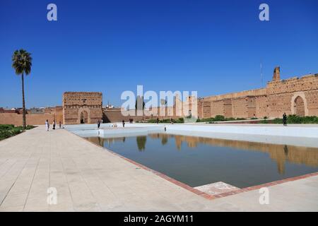 El Badi Palast, (Badii, Badia), die Unvergleichliche Palace, 16. Jahrhundert, Marrakesch, Marrakesch, Marokko, Nordafrika Stockfoto