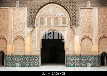 Medersa Ben Youssef, Madrasa, 16. Jahrhundert Hochschule, UNESCO-Weltkulturerbe, Marrakesch, Marrakesch, Marokko, Nordafrika Stockfoto