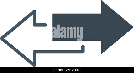 Die Pfeile links und rechts das Symbol. Pfeile Symbol. Vektor Illustration auf weißem Hintergrund. Stock Vektor