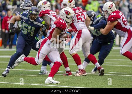 Seattle, USA. 22 Dez, 2019. Arizona Cardinals zurück laufen Kenianische Drake (41) läuft mit einem 80 Yard Touchdown gegen die Seattle Seahawks im ersten Quartal bei CenturyLink Feld am 22. Dezember 2019 in Seattle, Washington. Die Kardinäle schlagen die Seahawks 27-13. Foto von Jim Bryant/UPI Quelle: UPI/Alamy leben Nachrichten Stockfoto