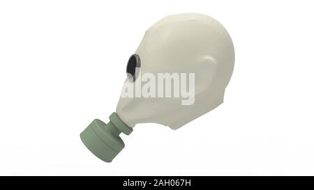 3D-Rendering für eine Gasmaske in einem weißem Hintergrund Stockfoto