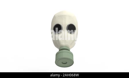 3D-Rendering für eine Gasmaske in einem weißem Hintergrund Stockfoto