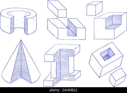 Geometrische Formen. Hand Skizze gezeichnet Stock Vektor