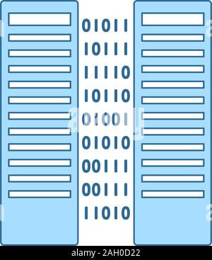 Symbol für den -Server. Dünne Linie mit blauer Füllung Design. Vector Illustration. Stock Vektor